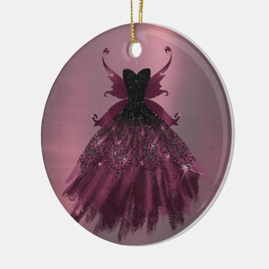 Gothic Fairy Fuchsia Gown | Punk Roze Magenta Keramisch Ornament (Links)
