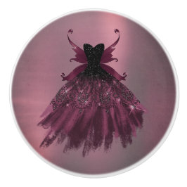 Gothic Fairy Fuchsia Gown | Punk Roze Magenta Keramische Knop