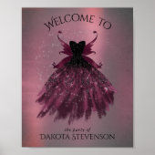 Gothic Fairy Fuchsia Gown | Punk Roze Magenta Poster (Voorkant)