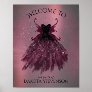 Gothic Fairy Fuchsia Gown   Punk Roze Magenta Poster