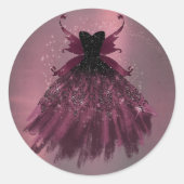 Gothic Fairy Fuchsia Gown | Punk Roze Magenta Ronde Sticker (Voorkant)