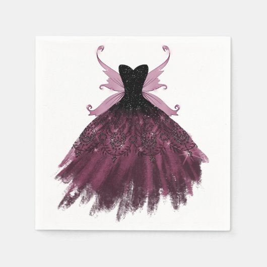 Gothic Fairy Fuchsia Gown | Punk Roze Magenta Servet (Voorkant)