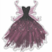 Gothic Fairy Fuchsia Gown | Punk Roze Magenta Sticker (Voorkant)