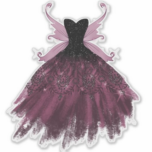 Gothic Fairy Fuchsia Gown | Punk Roze Magenta Sticker (Voorkant)