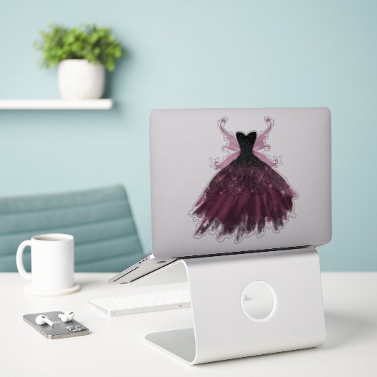 Gothic Fairy Fuchsia Gown | Punk Roze Magenta Sticker (Laptop op bureau)