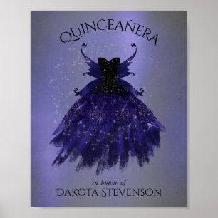 Gothic Fairy Indigo Gown Dark Royal Paarse Sheen Poster