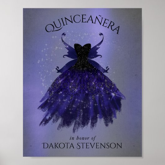 Gothic Fairy Indigo Gown | Dark Royal Paarse Sheen Poster (Voorkant)