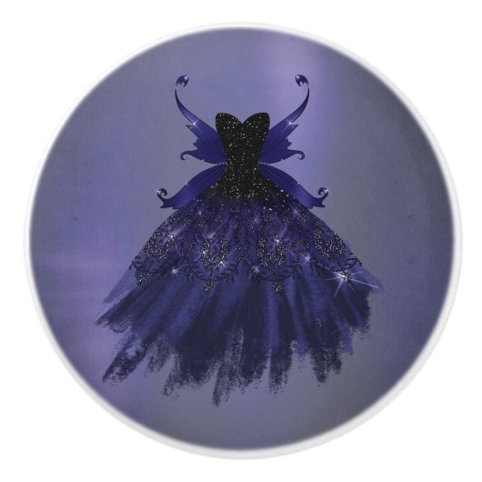 Gothic Fairy Indigo Gown | Deep Royal Paarse Sheen Keramische Knop (Voorkant)