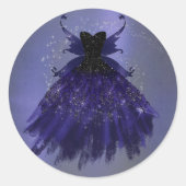 Gothic Fairy Indigo Gown | Midnight Paarse Sheen Ronde Sticker (Voorkant)