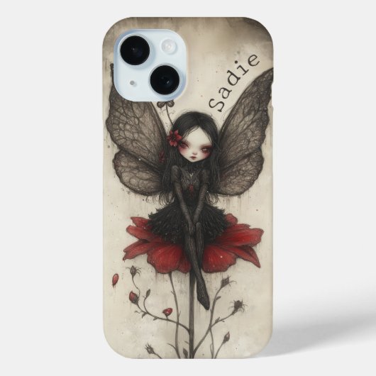 Gothic Fairy op rode bloem Custom Dark Fantasy Case-Mate iPhone Case (Achterkant)