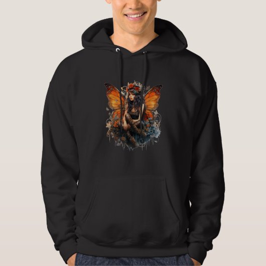 Gothic Fairy Tarot Kaart Fairycore Aesthetisch Hoodie (Voorkant)