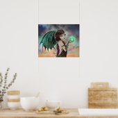 Gothic Fairy Vampire Green Gem Fantasy Art Poster (Keuken)