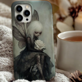 Gothic Fairy & White Rose | Custom Dark Fantasy iPhone 15 Case