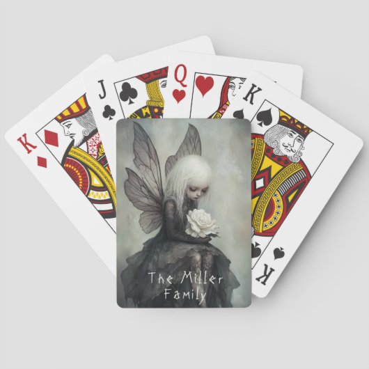 Gothic Fairy & White Rose | Custom Dark Fantasy Pokerkaarten (Achterkant)