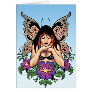 Gothic Fairy with Flowers, Butterfly Wings by Al R