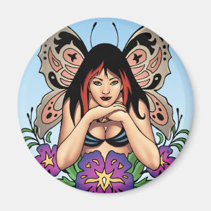 Gothic Fairy with Flowers, Butterfly Wings by Al R Magneet