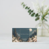 Gothic Fairytale Celestial Full Moon Rose Scenery Visitekaartje (Staand voorkant)
