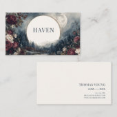 Gothic Fairytale Celestial Moon Burgundy Rose Visitekaartje (Voorkant / Achterkant)