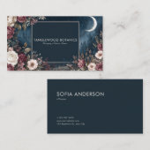 Gothic Fairytale Celestial Moon Burgundy Rose Visitekaartje (Voorkant / Achterkant)