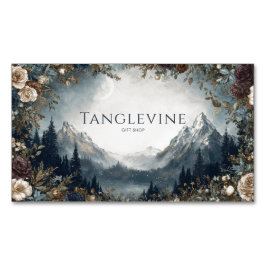 Gothic Fairytale Floral Frame Mountain Moon Scene Magnetisch Visitekaartje