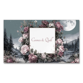 Gothic Fairytale Rose Frame Moonlit Forest Scene Magnetisch Visitekaartje