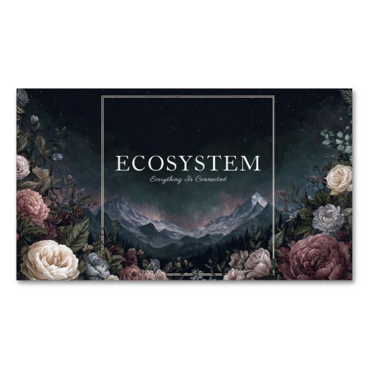 Gothic Fairytale Rose Frame Starry Night Mountain Magnetisch Visitekaartje (Voorkant)