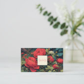 Gothic Fairytale Ruby Red Peony Floral Visitekaartje (Staand voorkant)