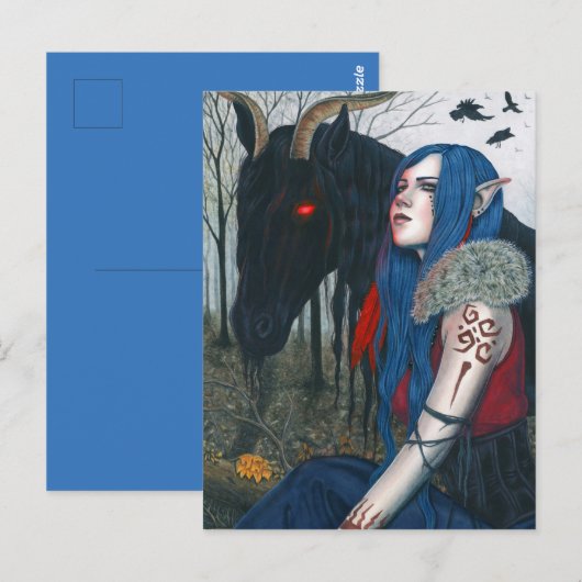 Gothic Fantasy Art Post Card Pooka Horse Elf Briefkaart (Voorkant / Achterkant)
