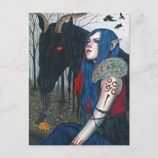 Gothic Fantasy Art Post Card Pooka Horse Elf Briefkaart (Voorkant)