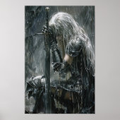 Gothic Fantasy Art Poster: Zilverharige Undead Fe Poster (Voorkant)