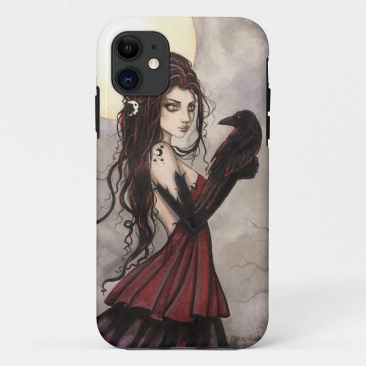Gothic Fantasy Art Witch en Raven iPhone 5 Hoesje (Achterkant)