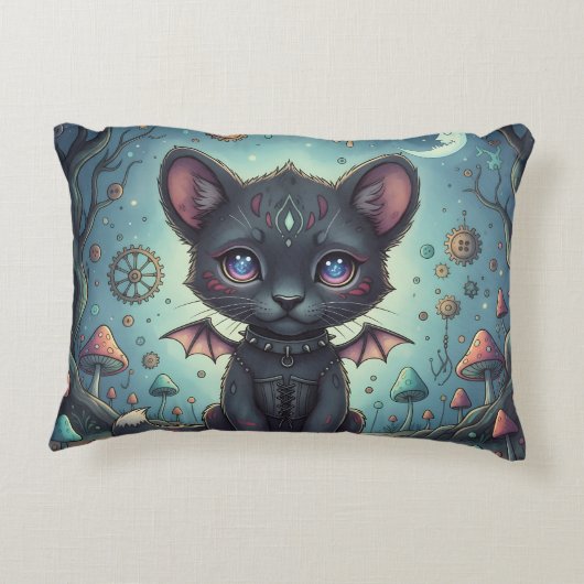 Gothic Fantasy Baby KitBat Accent Kussen (Achterkant)