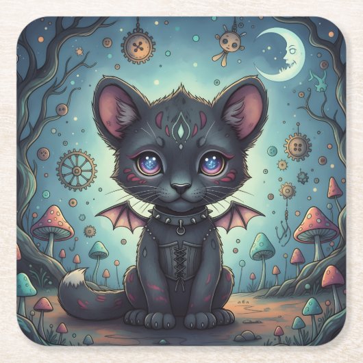 Gothic Fantasy Baby KitBat Kartonnen Onderzetters (Voorkant)