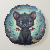 Gothic Fantasy Baby KitBat Rond Kussen (Voorkant)