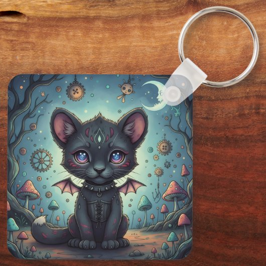 Gothic Fantasy Baby KitBat Sleutelhanger (Achterkant)