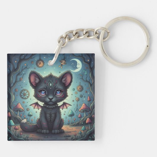 Gothic Fantasy Baby KitBat Sleutelhanger (Achterkant)