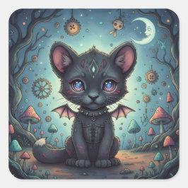 Gothic Fantasy Baby KitBat Vierkante Sticker