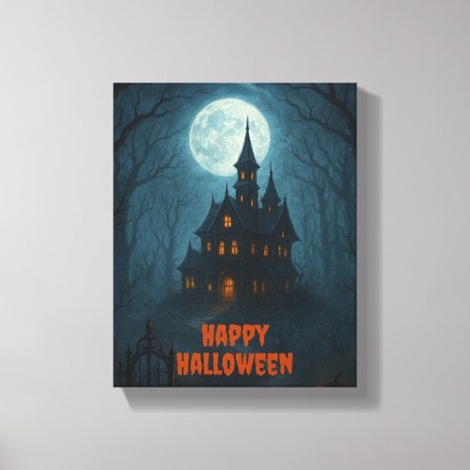 Gothic Fantasy | Bezienswaardigheden Castle & Mist Canvas Afdruk (Voorkant)