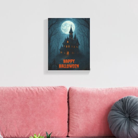 Gothic Fantasy | Bezienswaardigheden Castle & Mist Canvas Afdruk (Insitu (Woonkamer))