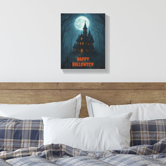 Gothic Fantasy | Bezienswaardigheden Castle & Mist Canvas Afdruk (Insitu (Slaapkamer))