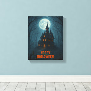 Gothic Fantasy   Bezienswaardigheden Castle & Mist Canvas Afdruk