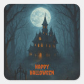 Gothic Fantasy | Bezienswaardigheden Castle & Mist Vierkante Sticker (Voorkant)