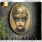 Gothic Fantasy Gouden Gemaskerde Vrouw ER3R Découp Tissuepapier