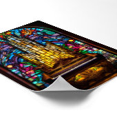 Gothic Fantasy Kerk Pipeorgel Gebrandschilderde Gl Poster (Hoek)