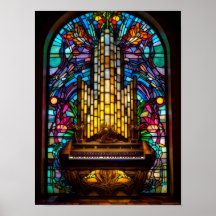 Gothic Fantasy Kerk Pipeorgel Gebrandschilderde Gl