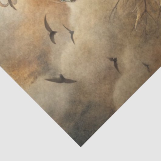 Gothic Fantasy Ram's Skull & Raven  Tissuepapier (Detail)