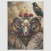 Gothic Fantasy Ram's Skull & Raven  Tissuepapier (Voorkant)