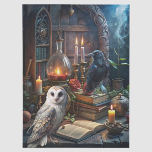 Gothic Fantasy Tarot Lezerskamer & Witte Uil Tissuepapier (Voorkant)