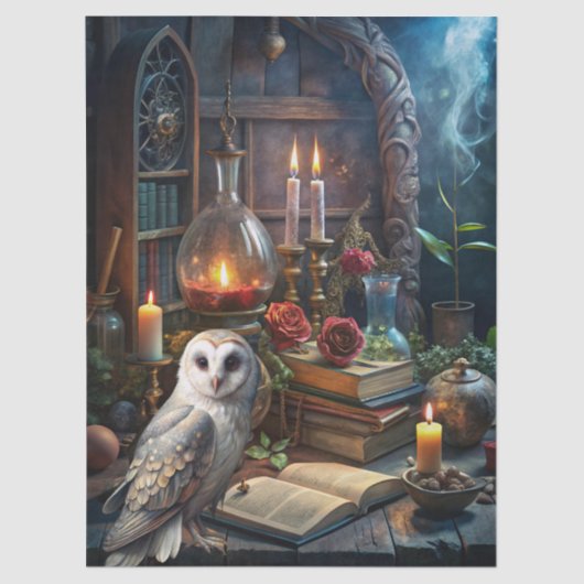 Gothic Fantasy Tarot Reader's Room & White Owl Tissuepapier (Voorkant)