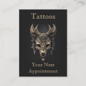 Gothic Fantasy Wolf Skull Zwart & Goud Afspraak Visitekaartje (Voorkant)